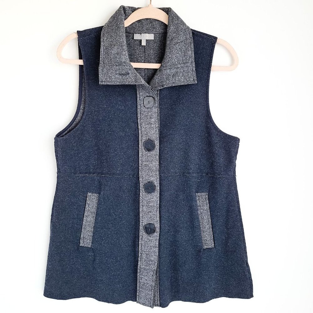 Habitat Button Front Felted Vest Womens S Blue & Gray